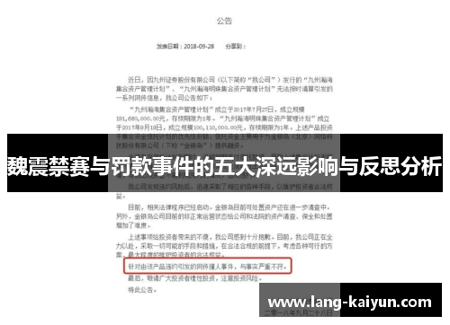 魏震禁赛与罚款事件的五大深远影响与反思分析